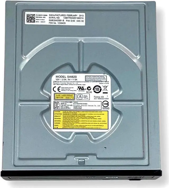 Alt view image 4 of 5 - Dell GKJJY Black Bezel SATA H/H DVD DL Recorder Drive | 0GKJJY Model SW820