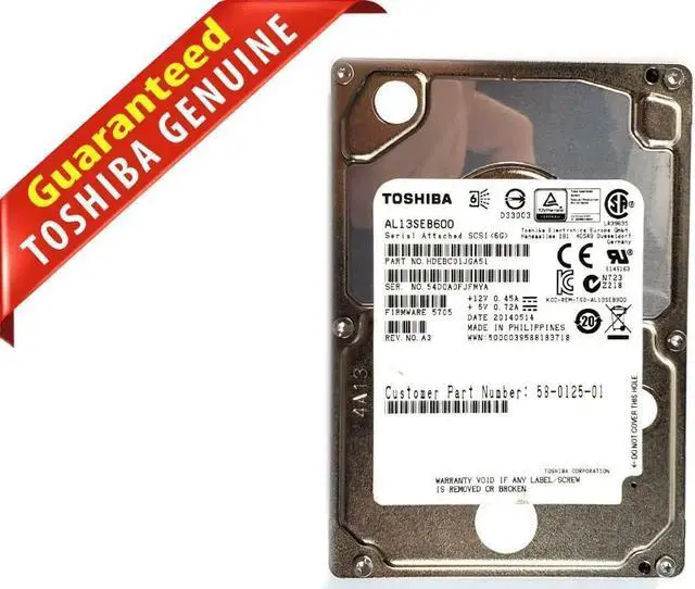 Main image of TOSHIBA HDEBC01JGA51 AL13SEB600 600GB 10K 2.5 6G SAS Hard Drive