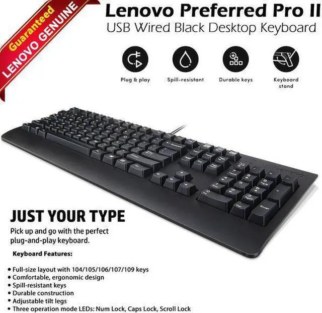 Alt view image 2 of 9 - Lenovo 00XH688 Preferred Pro II USB Keyboard