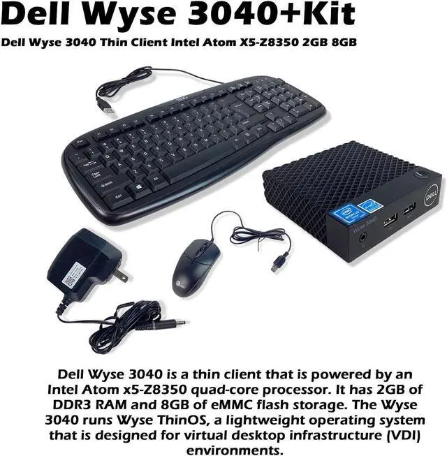 Alt view image 5 of 10 - Dell Wyse N10D - 3040 Thin Client Intel Atom X5-Z8350 1.44 GHz 2 GB 8 GB SSD OS: THINOS 8.5 Ethernet - RJ45 & Wifi 9D3FH