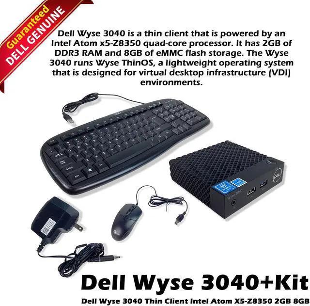 Alt view image 4 of 10 - Dell Wyse N10D - 3040 Thin Client Intel Atom X5-Z8350 1.44 GHz 2 GB 8 GB SSD OS: THINOS 8.5 Ethernet - RJ45 & Wifi 9D3FH