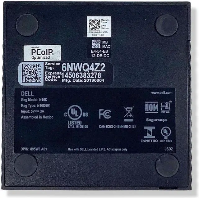 Alt view image 5 of 8 - Dell Wyse N10D - 3040 Thin Client Intel Atom X5-Z8350 1.44 GHz 2 GB 8 GB SSD OS THINOS 8.3 Ethernet RJ45 FGYD2