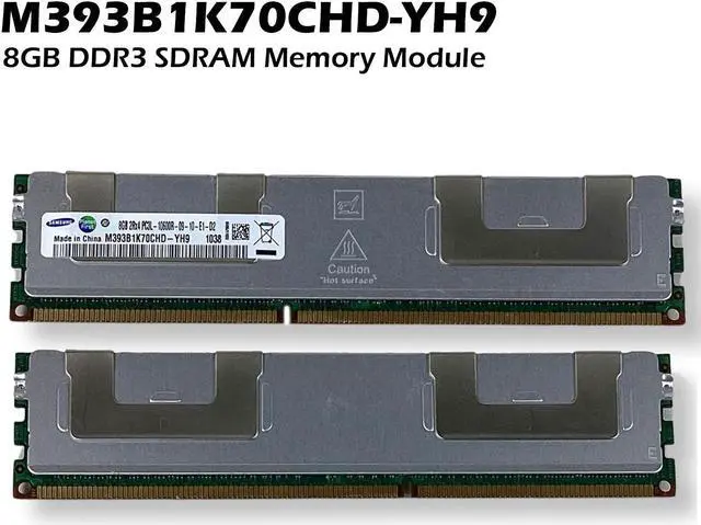 Alt view image 2 of 7 - Samsung M393B1K70CHD-YH9 8GB PC3-10600 DDR3-1333MT/s 2RX4 ECC 1.35V Memory