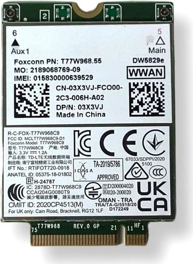 Alt view image 3 of 7 - DELL Latitude 7420 Wireless DW5829e M.2 Mobile Broadband 4G WWAN Card - High-Speed Add-On for Computer Hardware