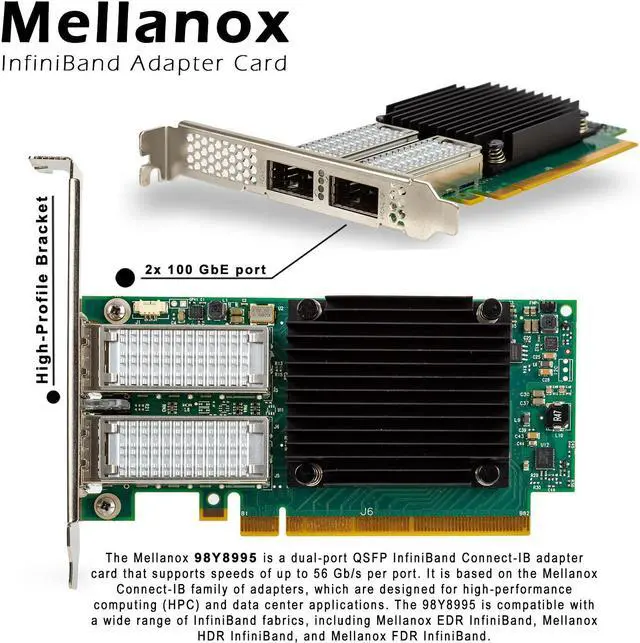 Alt view image 2 of 7 - Lot X 2 IBM 98Y8995 Mellanox CB194A 2-Ports 56GB Connect-IB InfiniBand Adapter - OEM