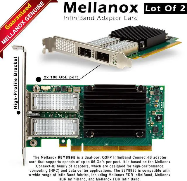 Main image of Lot X 2 IBM 98Y8995 Mellanox CB194A 2-Ports 56GB Connect-IB InfiniBand Adapter - OEM