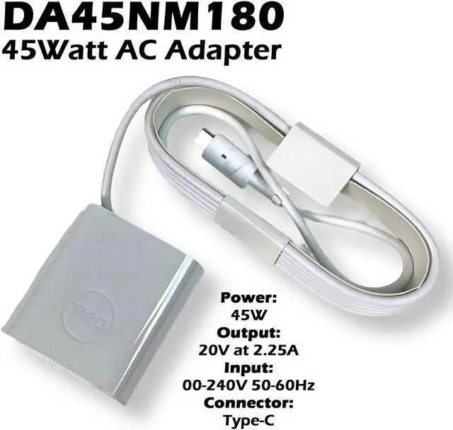 Alt view image 2 of 7 - Dell Chromebook 3100 20V 2.25A 45W AC Power Adapter Charger 0XRK4D XRK4D