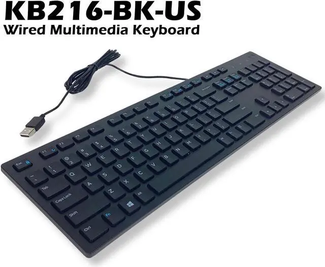 Alt view image 3 of 8 - Dell KB216-BK-US Dell KB216 Keyboard - Cable Connectivity - USB Interface - English (US) - Play, Pause, Rewind, Fast-forward, Volume Control Hot Key(s) - QWERTY Keys Layout - Black