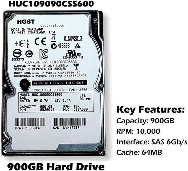 Alt view image 3 of 7 - HGST Ultrastar C10K900 HUC109090CSS600 (0B26014) 900GB 10000 RPM 64MB Cache SAS 6Gb/s 2.5" Internal Enterprise Hard Drive Bare Drive