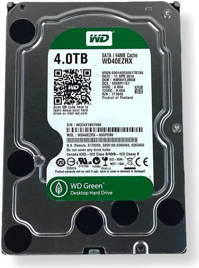 Alt view image 5 of 7 - Western Digital Green WD40EZRX-00SPEB0 4TB 5400RPM SATA 6GB/s 64MB Cache 3.5-inch Hard Drive