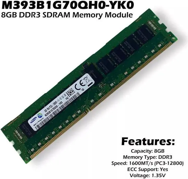 Alt view image 3 of 8 - 8GB Module DDR3 1866MHz Samsung M393B1G70EB0-CMA 14900 Registered Memory RAM