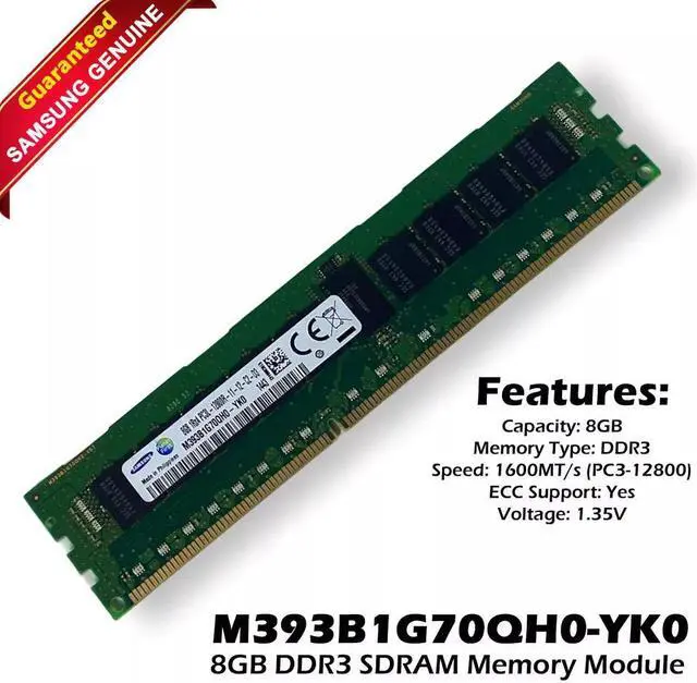 Alt view image 2 of 8 - 8GB Module DDR3 1866MHz Samsung M393B1G70EB0-CMA 14900 Registered Memory RAM