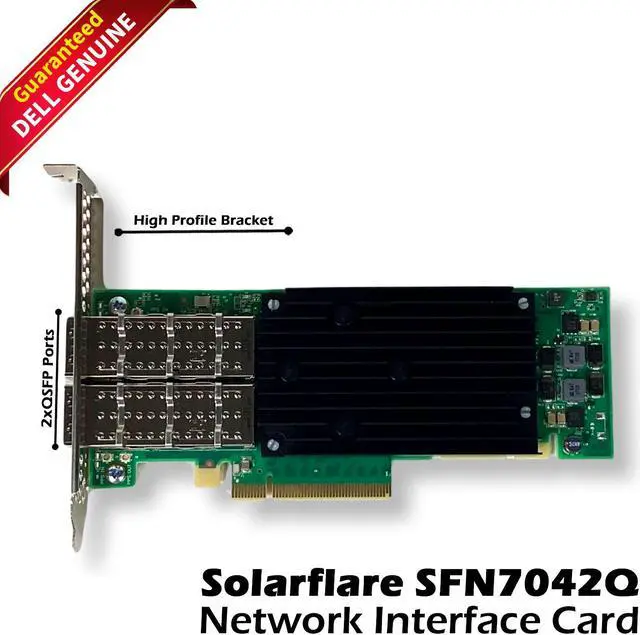 Main image of Dell Solar Flare SFN7042Q 40Gb 2-Port QSFP PCIe 3.1 Network Interface Card V9NVT
