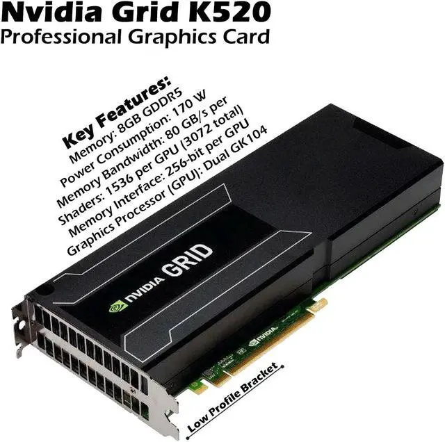 Alt view image 2 of 7 - Nvidia GRID K520 8GB GDDR5 PCIe gen3 x16 Kepler GPU Graphics 900-12055-0010-000