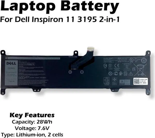 Alt view image 2 of 7 - Dell OEM Inspiron 11 3195 2-in-1 Laptop Battery 7.6V 28Wh NXX33 020K1