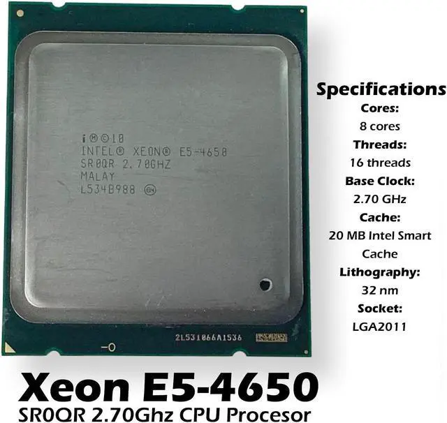 Alt view image 2 of 6 - Intel Xeon E5-4650 8-Core 2.70GHz 20MB Cache 130W CPU Processor SR0QR Lot x 2