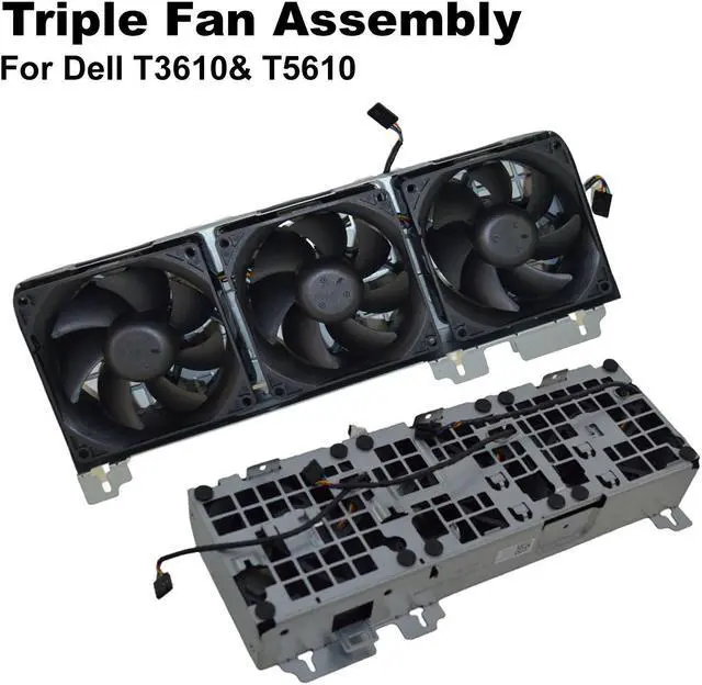Alt view image 2 of 7 - Dell Precision T3610 T5610 Triple Front Cooling Fan Assembly 1B33FUE00 4-Pin PWM MW96M