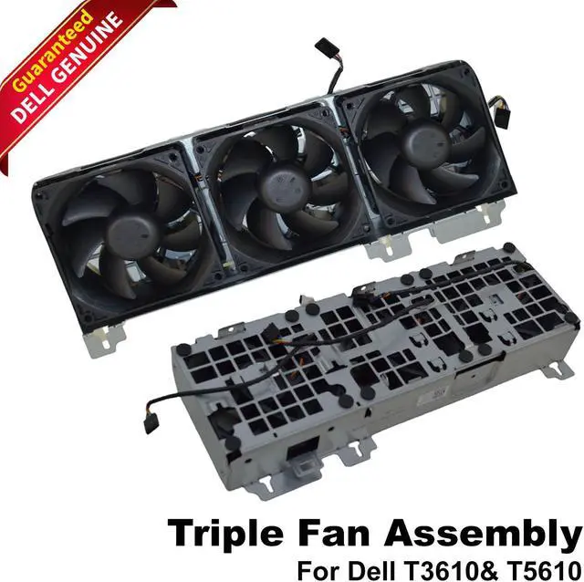 Main image of Dell Precision T3610 T5610 Triple Front Cooling Fan Assembly 1B33FUE00 4-Pin PWM MW96M