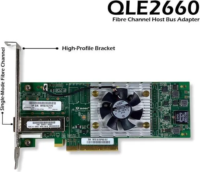 Alt view image 2 of 7 - HP QLogic QLE2660 16GB PCIe Fibre Channel HBA SN1000Q QW971A 699764-001