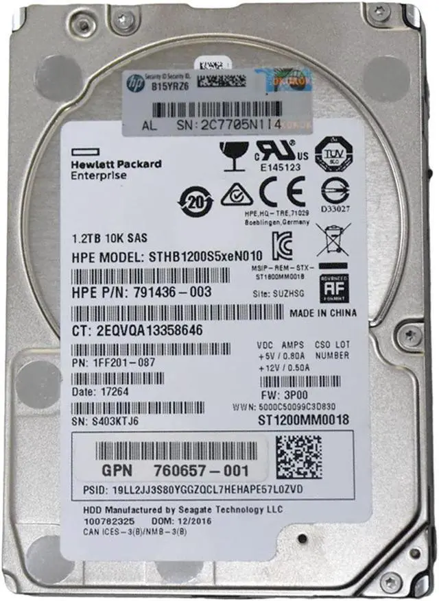 Alt view image 4 of 7 - HP STHB1200S5XEN010 1.2TB 10K SAS 6Gb/s 128MB Cache 2.5" HDD 1FF201-087