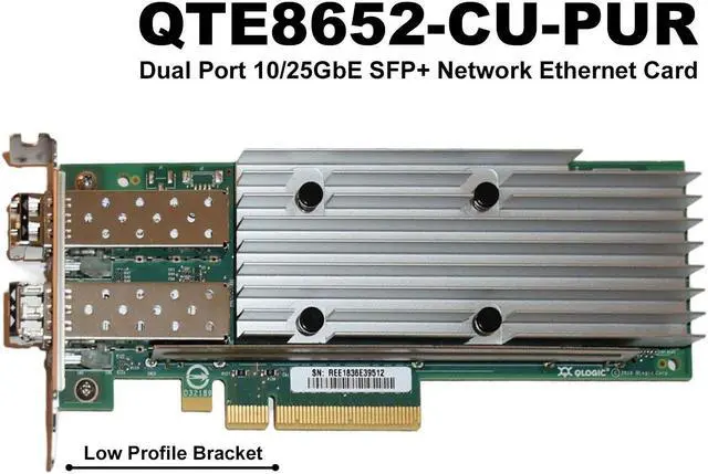 Alt view image 2 of 7 - QLogic Dual Port 10/25GbE Low Profile SFP+ Network Ethernet Card  QTE8652-CU-PUR/LP