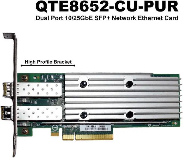 Alt view image 2 of 7 - QLogic Dual Port 10/25GbE High Profile SFP+ Network Ethernet Card QTE8652-CU-PUR