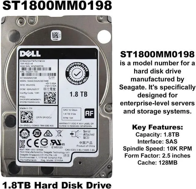 Alt view image 2 of 7 - Dell G14 1XZ231-150 1.8TB 10K RPM SAS 12Gb/s 512e 2.5" Hard Drive