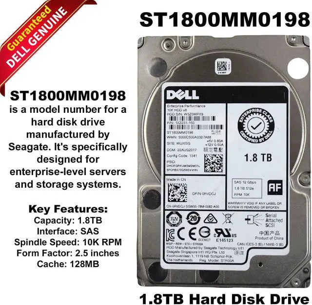 Main image of Dell G14 1XZ231-150 1.8TB 10K RPM SAS 12Gb/s 512e 2.5" Hard Drive