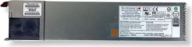 Alt view image 3 of 6 - Supermicro 920W Redundant 1U 80+ Platinum Switching Power Supply PWS-920P-SQ