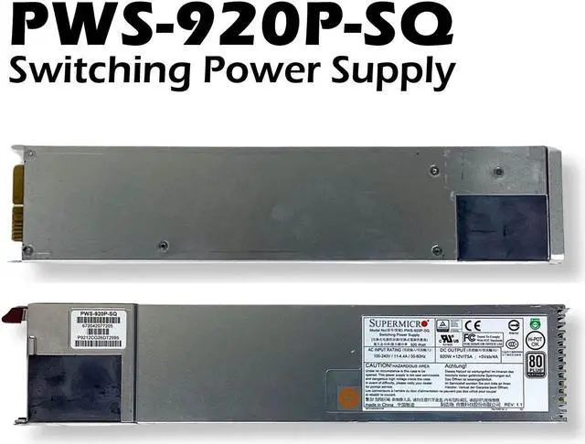 Alt view image 2 of 6 - Supermicro 920W Redundant 1U 80+ Platinum Switching Power Supply PWS-920P-SQ