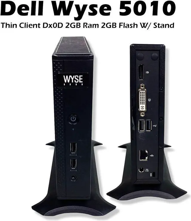 Alt view image 2 of 7 - Dell Wyse 5010 Thin Client Dx0D Dual-Core 1.40GHz Processor 2GB RAM 2GB Flash ThinOS 8.5 Ethernet with Adapter 909638-01L