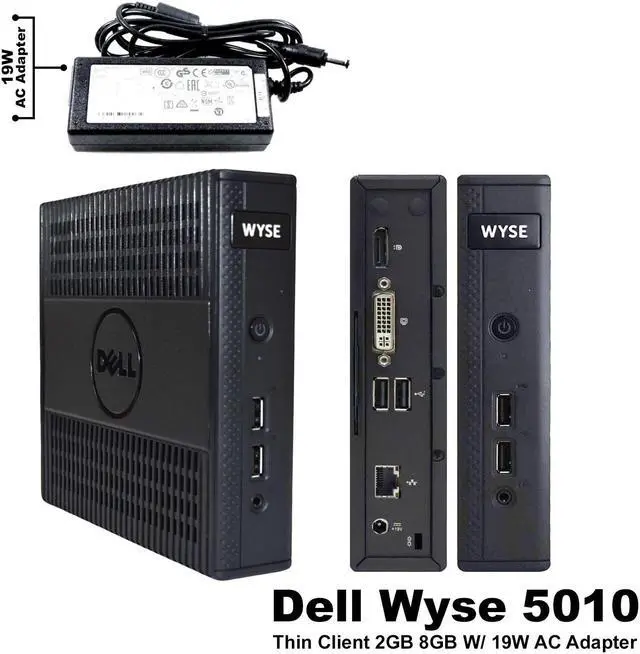Alt view image 2 of 7 - Dell Wyse 5010 Thin Client Dx0D AMD 2GB RAM 8GB SSD ThinOS 8.4_009 RJ45 8MXGK