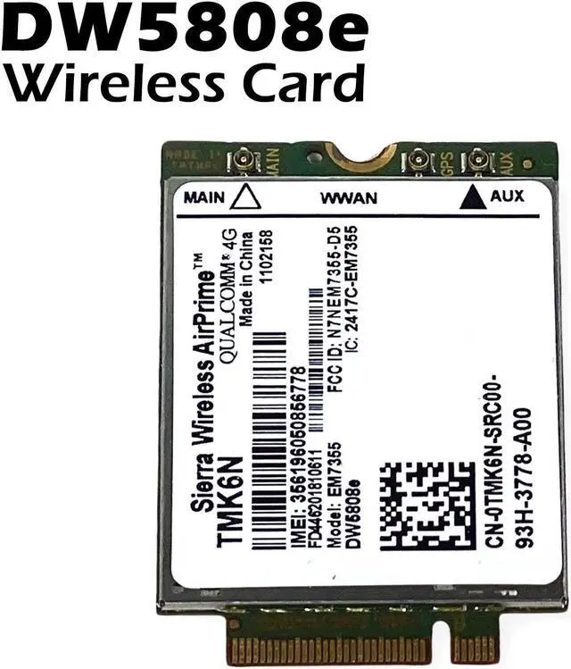 Alt view image 2 of 7 - Dell Latitude 7414 Sierra DW5808e Wireless Qualcomm 4G Wireless Card TMK6N