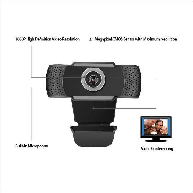Alt view image 4 of 7 - ADESSO CYBERTRACKH4 1080P HD USB Webcam Micphone
