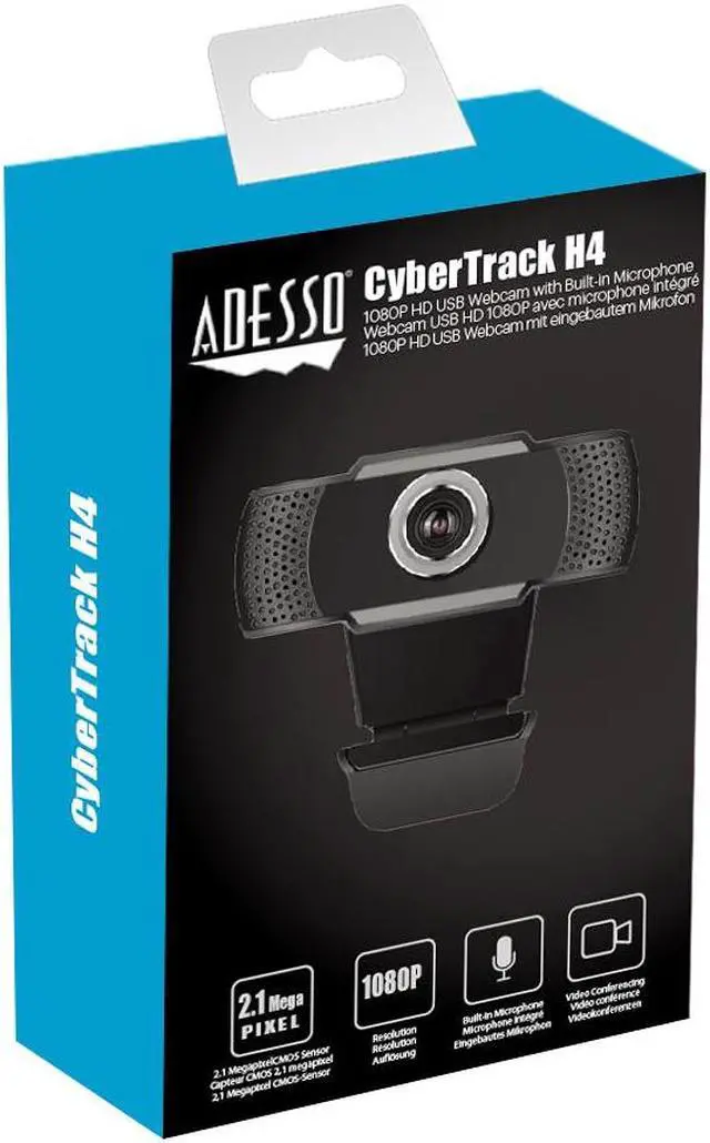 Alt view image 7 of 7 - ADESSO CYBERTRACKH4 1080P HD USB Webcam Micphone