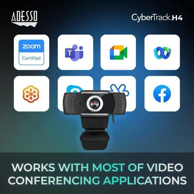 Alt view image 2 of 7 - ADESSO CYBERTRACKH4 1080P HD USB Webcam Micphone