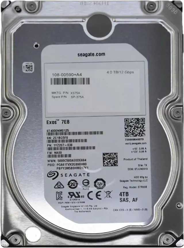 Alt view image 7 of 9 - Seagate ST4000NM0125 ST4000NM0125 4 TB Hard Drive - 3.5" Internal - SAS (12Gb/s SAS)