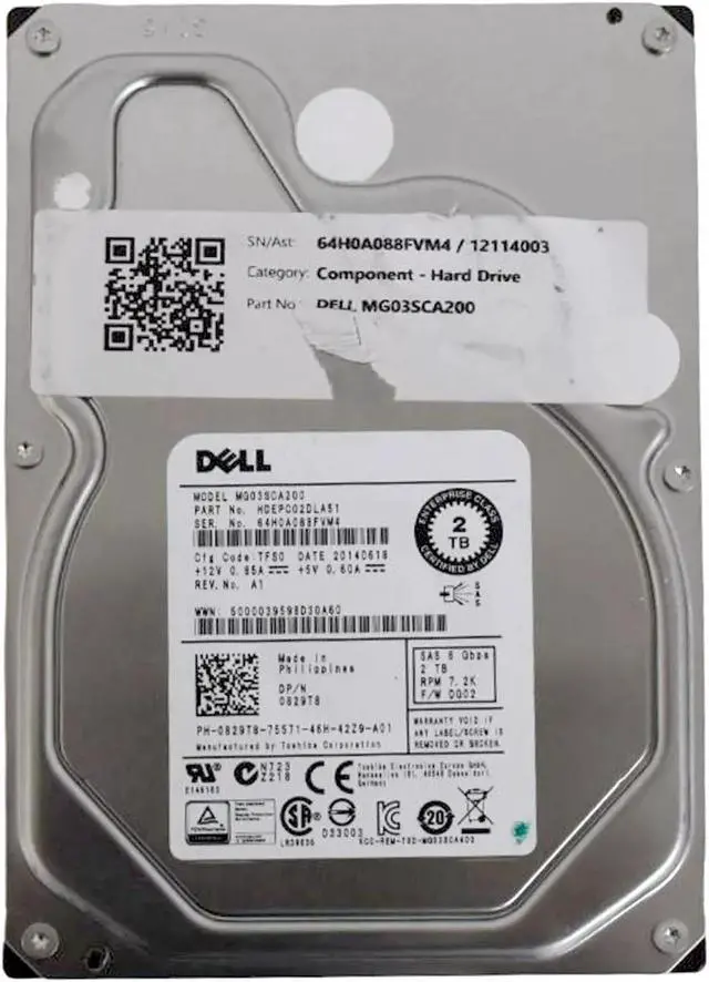 Alt view image 4 of 8 - Dell 829T8 2TB NL SAS 7.2K 6GBPS 3.5" Drive MG03SCA200 HDEPC02DLA51