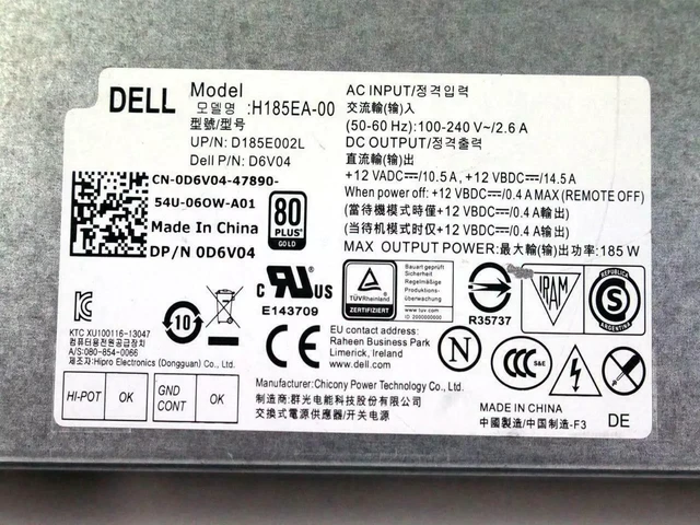 Alt view image 8 of 8 - Dell OptiPlex 3240 7440 All-In-One Desktop 155W Power Supply Unit 143FN