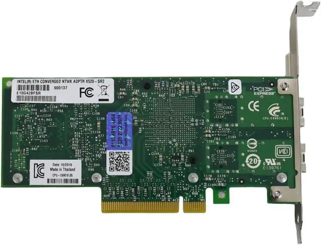Alt view image 5 of 7 - Intel X520-SR2 E10G42BFSR 10Gbps Dual Port PCIe 10GBase-SR Server Adapter