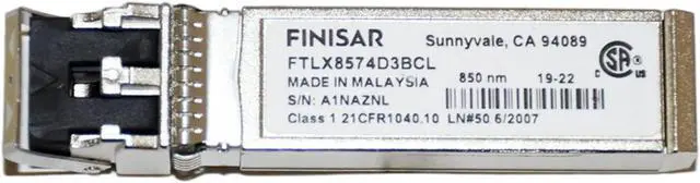 Alt view image 3 of 6 - Finisar Corporations FTLX8574D3BCL 10GBASE-SR 400m SFP+ 850nm DDM LC MMF Transceiver