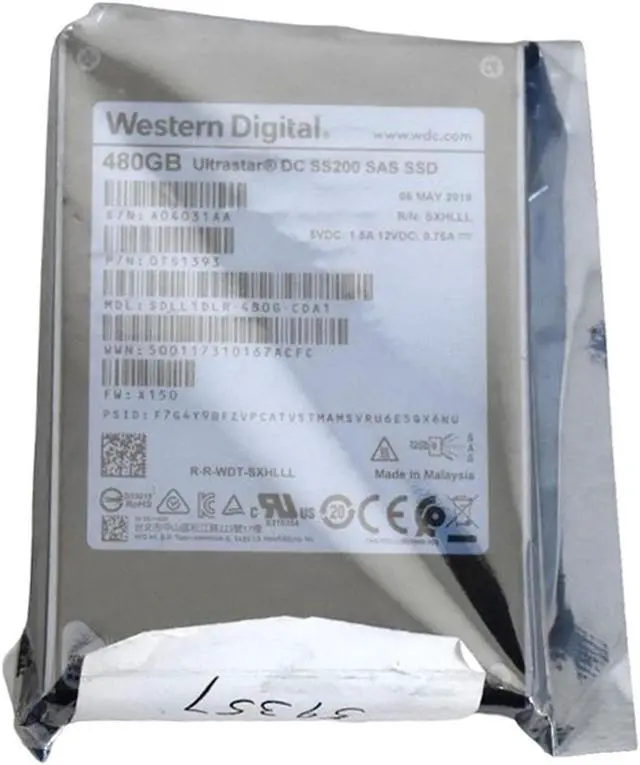 Alt view image 7 of 7 - Western Digital Ultrastar SS200 480GB SAS 12Gb/s SSD 2.5" SED 1.8K Read