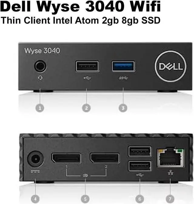 Alt view image 2 of 8 - Dell Wyse 3040 WiFi ThinOS 8.6 2GB RAM 8GB SSD Intel Atom X5-Z8350 1.44GHz 3YX35