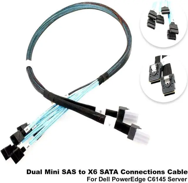 Alt view image 2 of 7 - Dell PowerEdge C6145 Dual Mini SAS to X6 SATA Connections Cable 93V1T