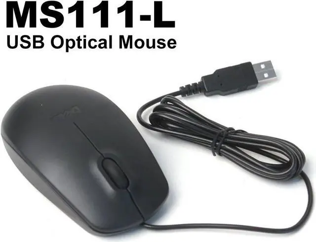 Alt view image 2 of 6 - Dell Optical USB MS111-L Scroll Wheel Mouse - Black (9RRC7, 356WK, 11D3V, 5Y2RG)