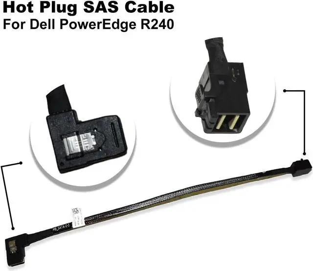 Alt view image 2 of 7 - Dell PowerEdge R240 Hot Plug SAS Cable V4NCY 0V4NCY for Non-RAID Setup