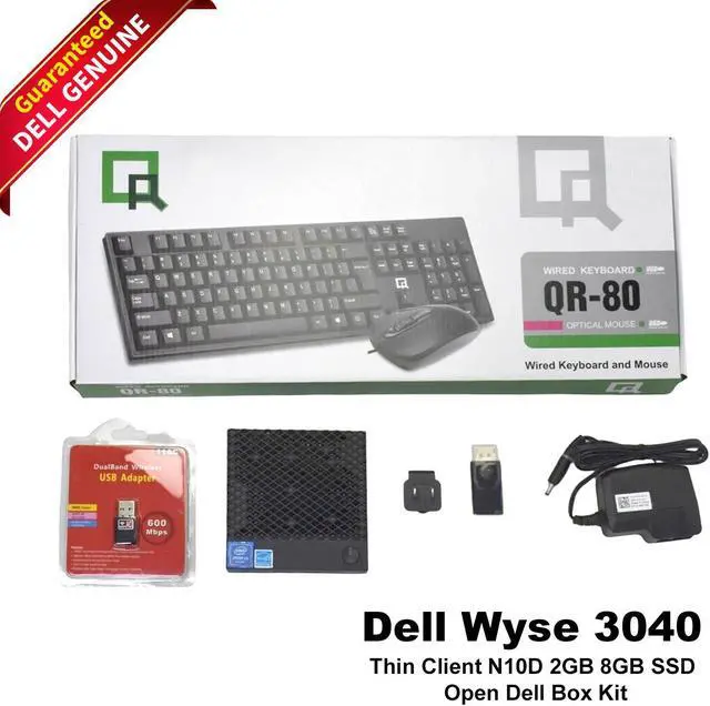 Main image of Dell Wyse 3040 Thin Client, 2GB RAM, 8GB SSD, WiFi, Keyboard & Mouse Kit