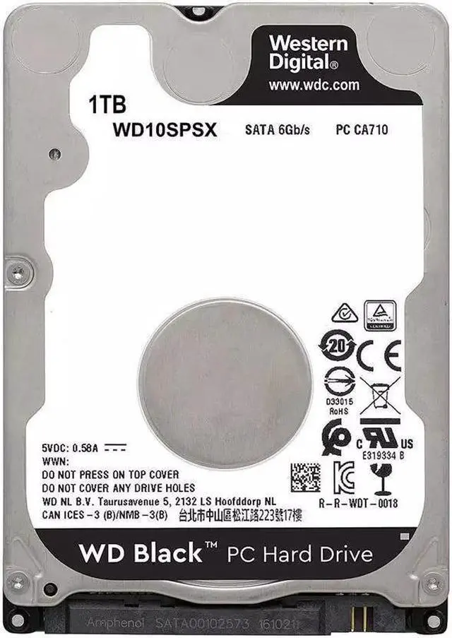Alt view image 3 of 6 - Western Digital 1TB WD Black Performance Mobile Hard Drive - 7200 RPM Class, SATA 6 Gb/s, 64 MB Cache, 2.5" - WD10SPSX, Mechanical Hard Disk