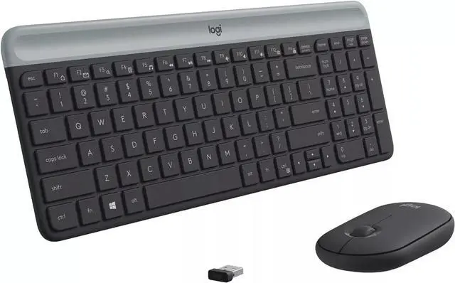 Alt view image 4 of 7 - Logitech - MK470 Full-size Wireless Scissor Keyboard and Mouse Bundle for Windows with Quiet clicks - Black/Gray (920-009437)