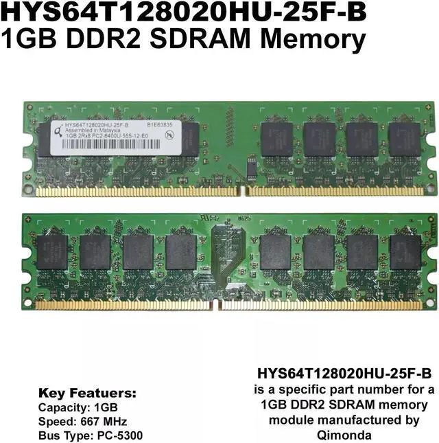 Alt view image 4 of 8 - Dell 1GB 2Rx8 PC2-6400U 800Mhz DDR2 DIMM Memory Module XG691